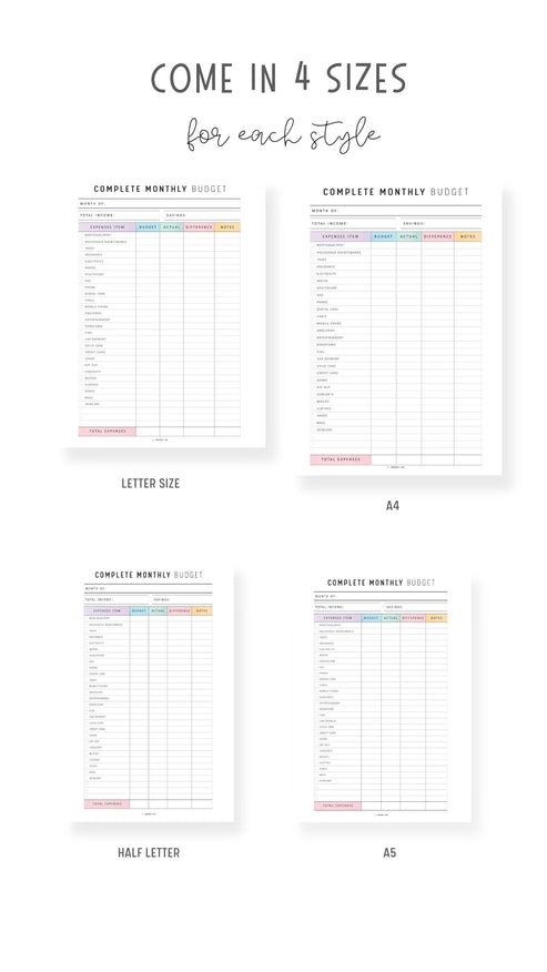 Complete Monthly Budget Template Printable – mrsneat