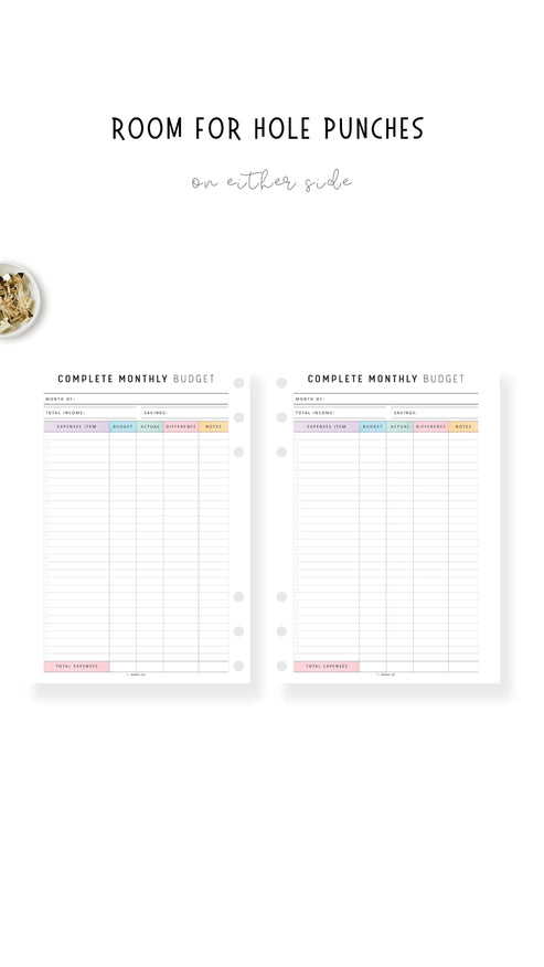 Complete Monthly Budget Template Printable – mrsneat