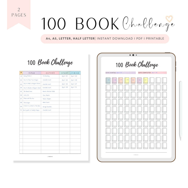 100 Book Challenge Template Printable – mrsneat