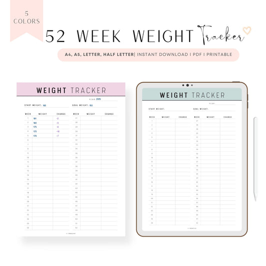 52 Week Weight Loss Tracker Printable