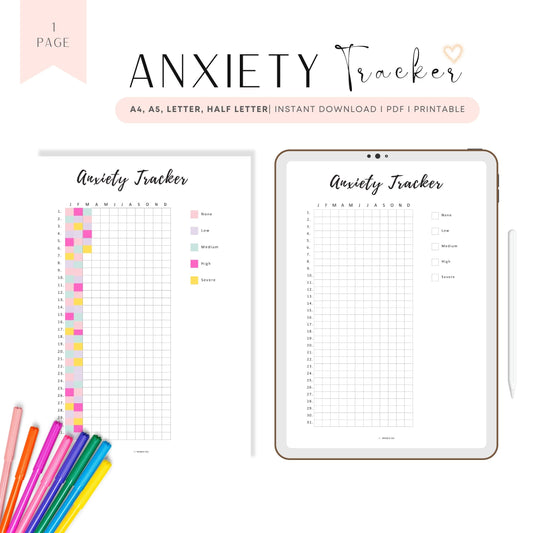Anxiety Tracker Printable Yearly Template