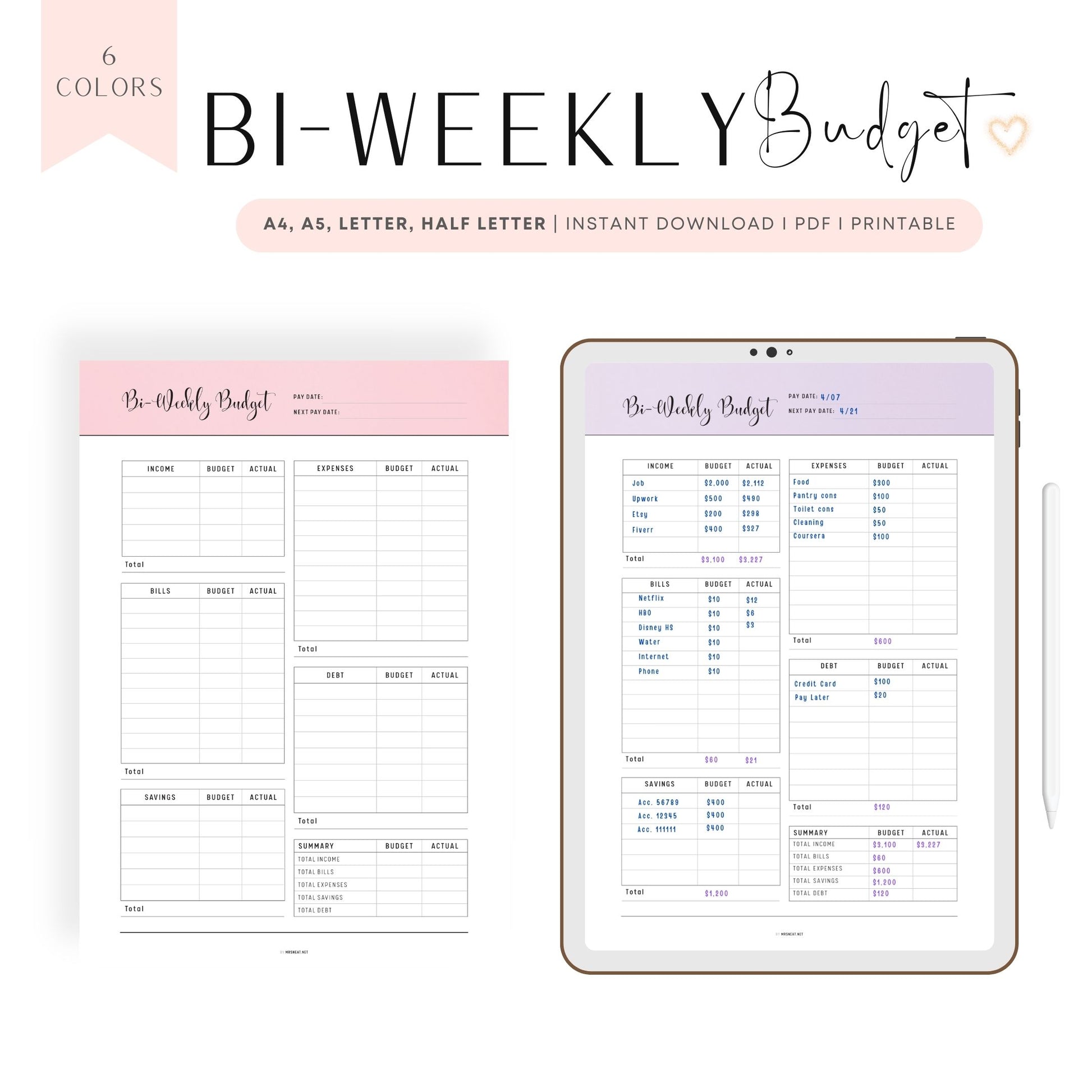 Bi-Weekly Budget Template Printable