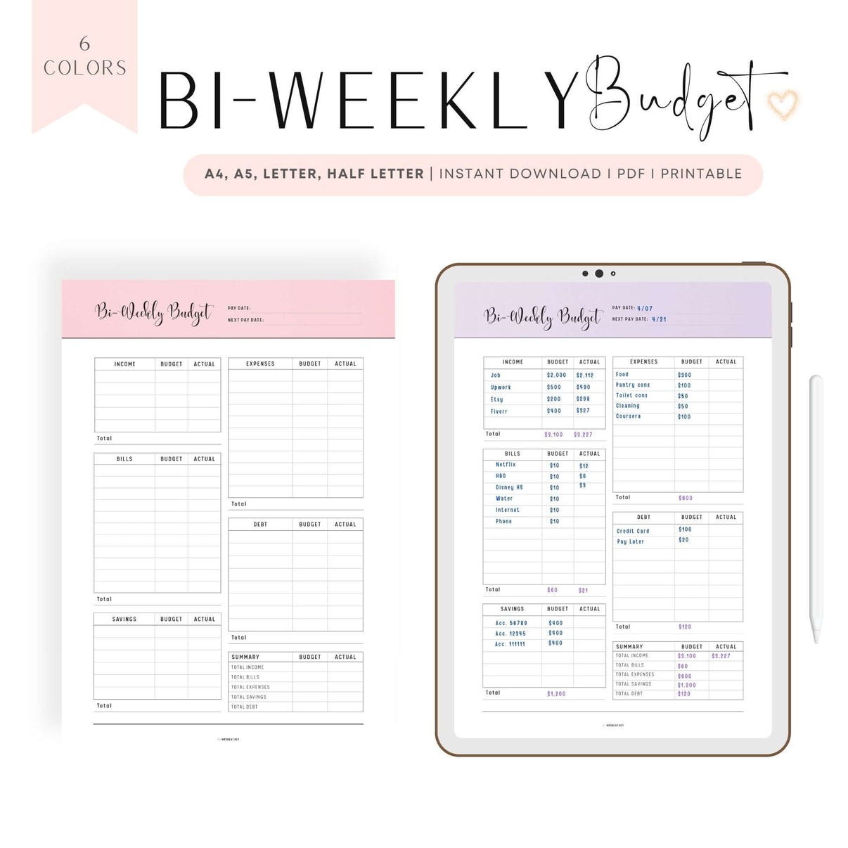 Bi-Weekly Budget Template Printable – mrsneat