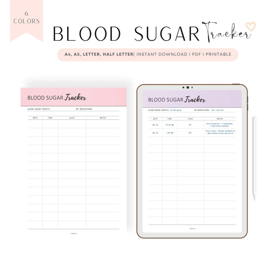 Printable Blood Sugar Tracker Template