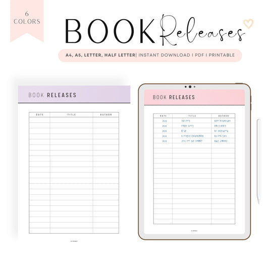 Upcoming Book Releases Template Printable