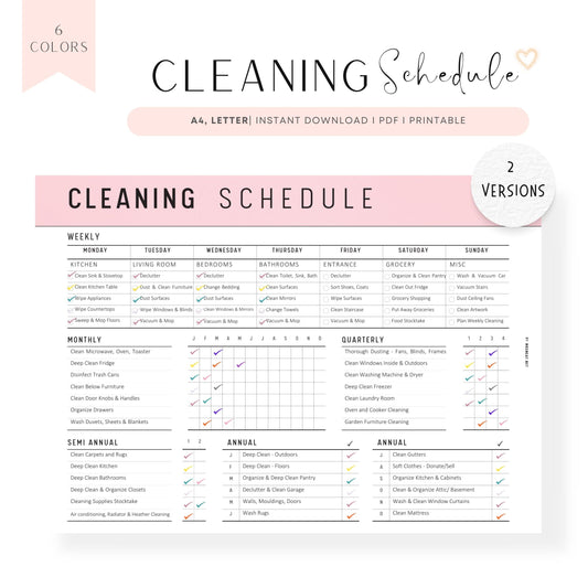 Printable Cleaning Schedule Template PDF