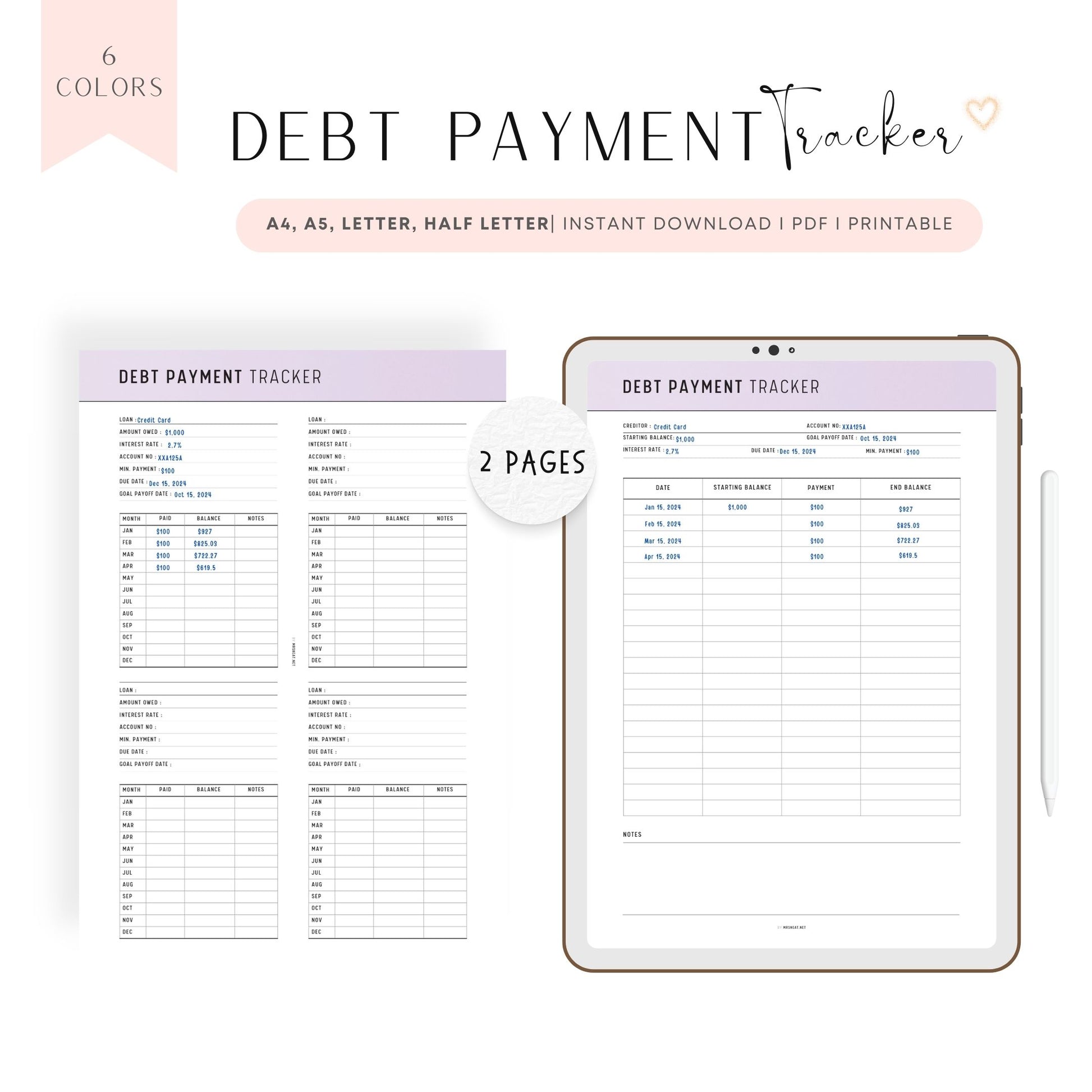 Printable Debt Payment Tracker Template