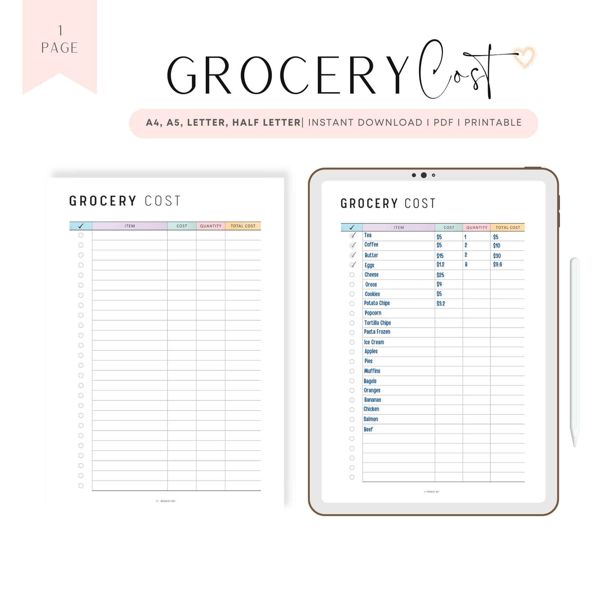 Grocery Budget Planner Printable Mrsneat 7850