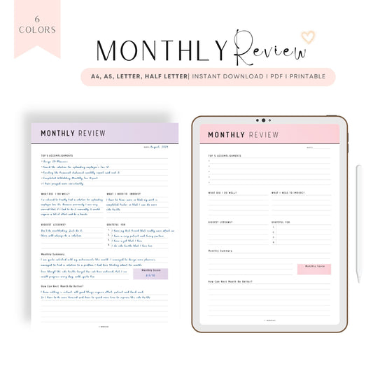 Monthly Review Template Printable