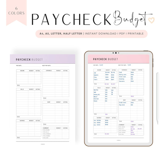 Printable Paycheck Budget Template