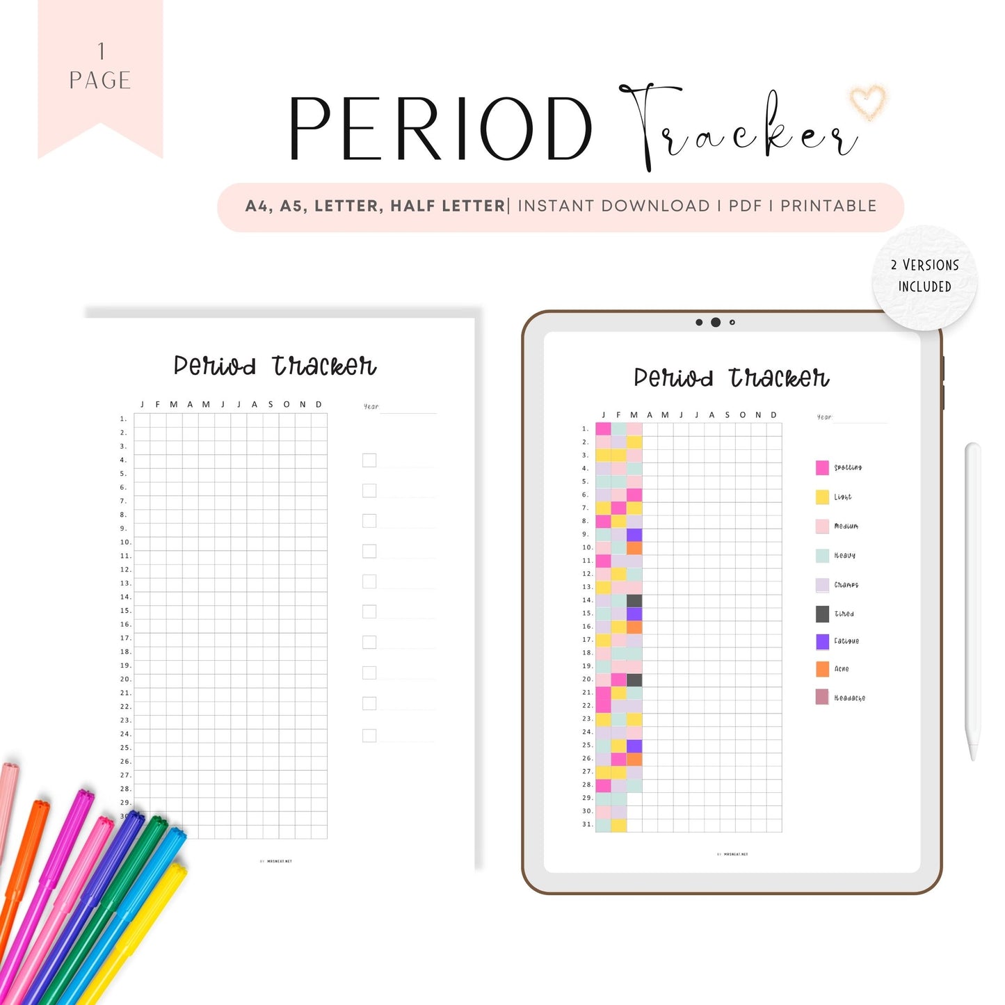 One Year Period Tracker Template