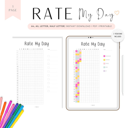 Rate My Day Tracker Printable