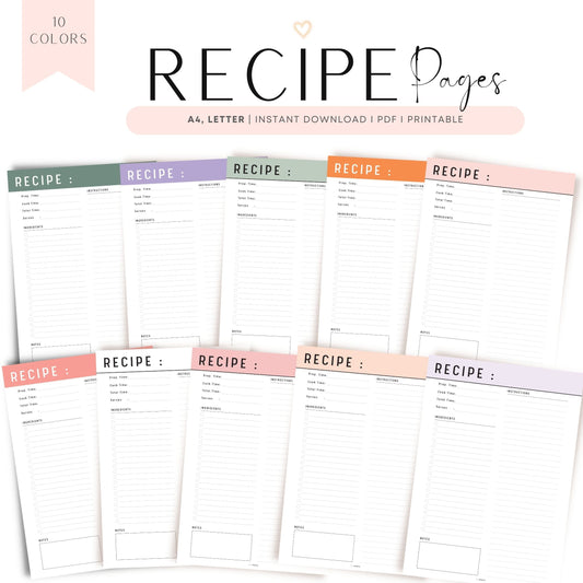 Recipe Page Template Printable