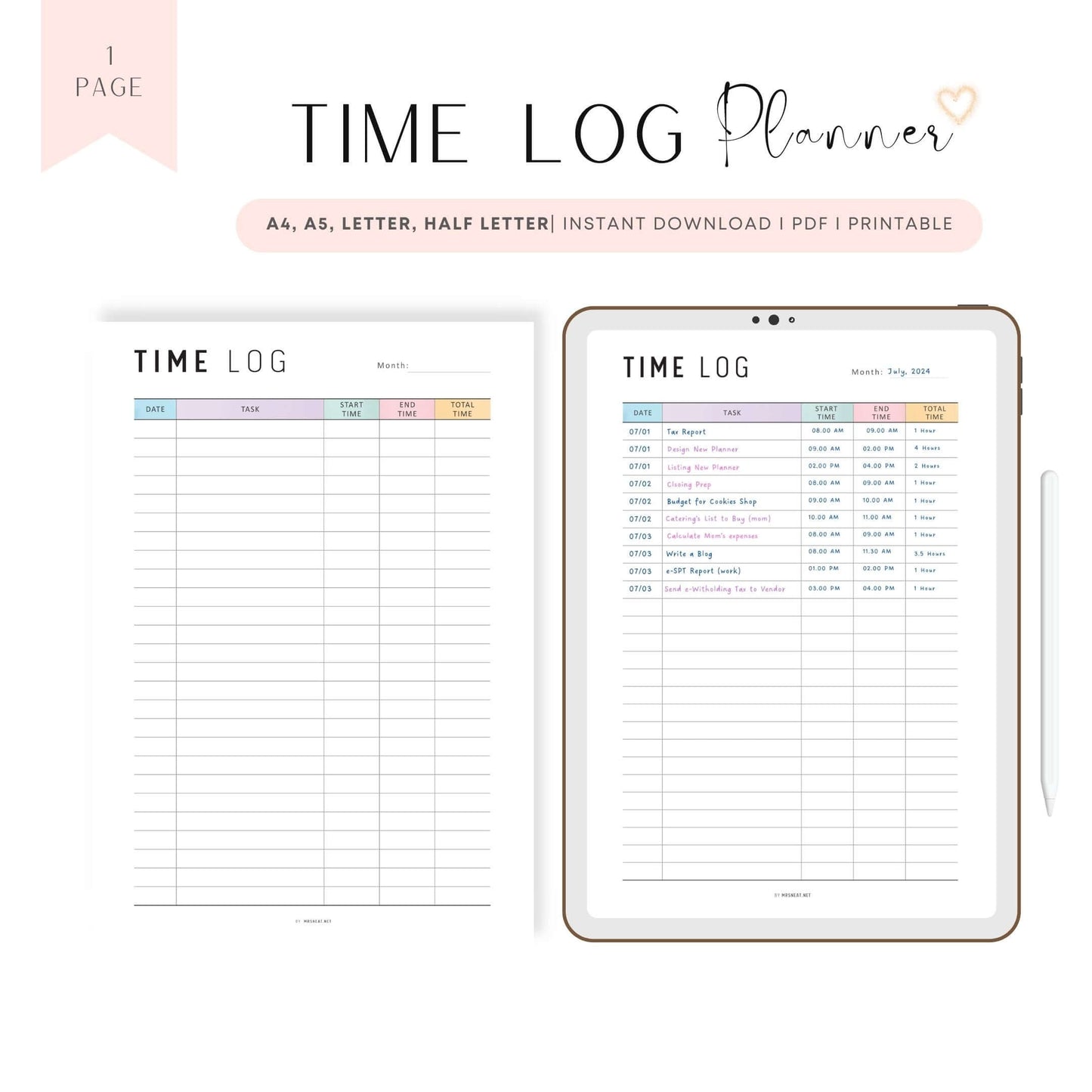 Time Management Planner Printable