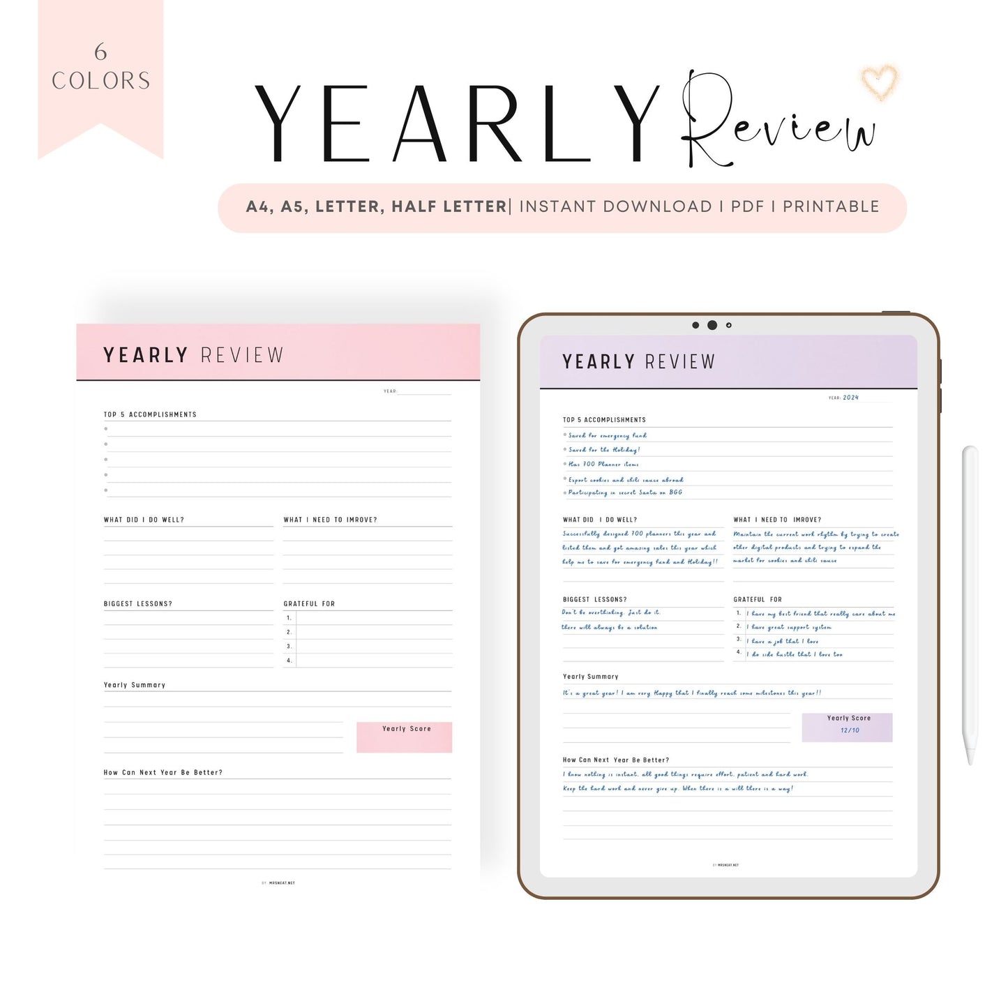 Yearly Review Template Printable