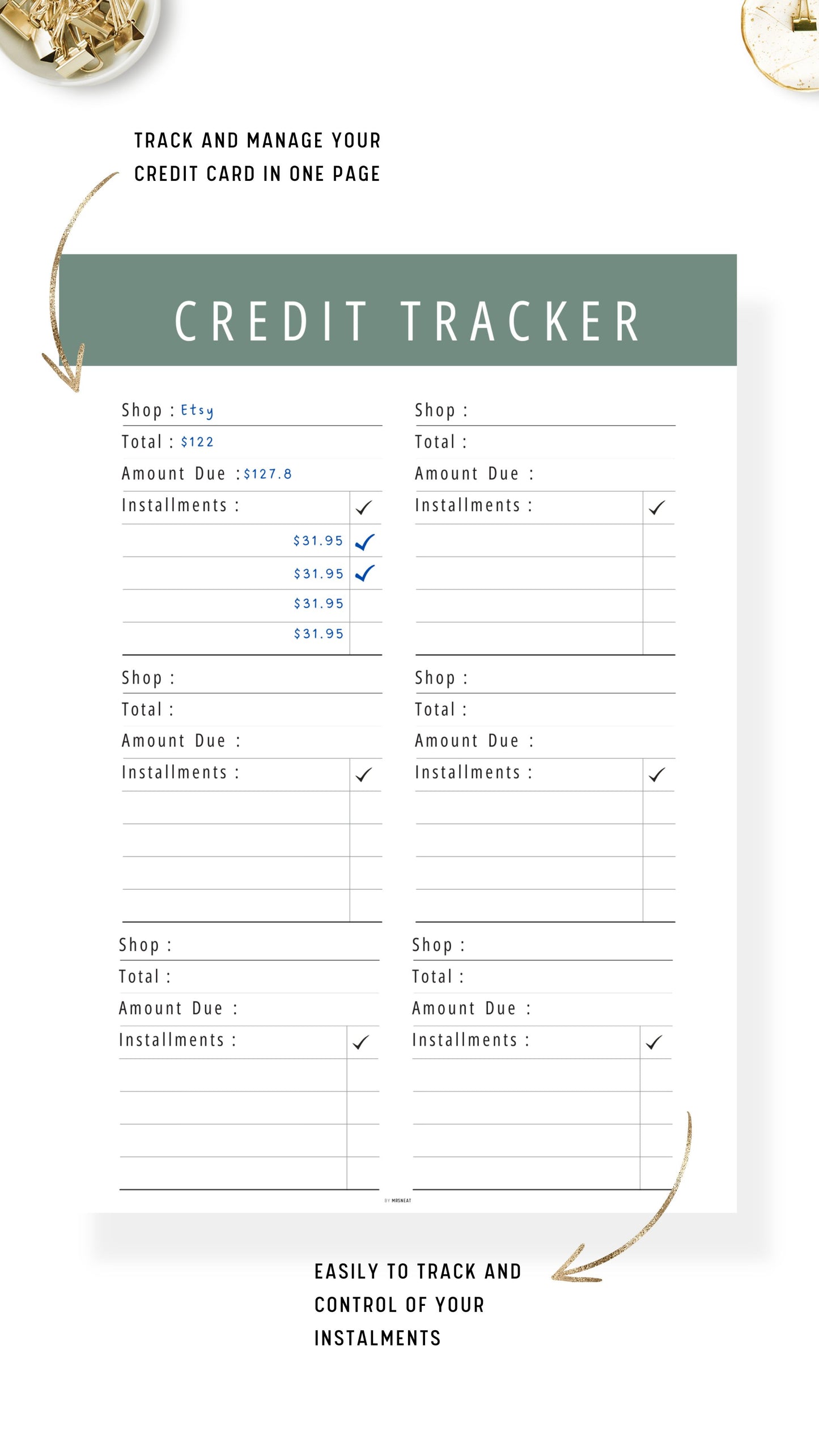 Credit Card Payment Tracker Template Printable