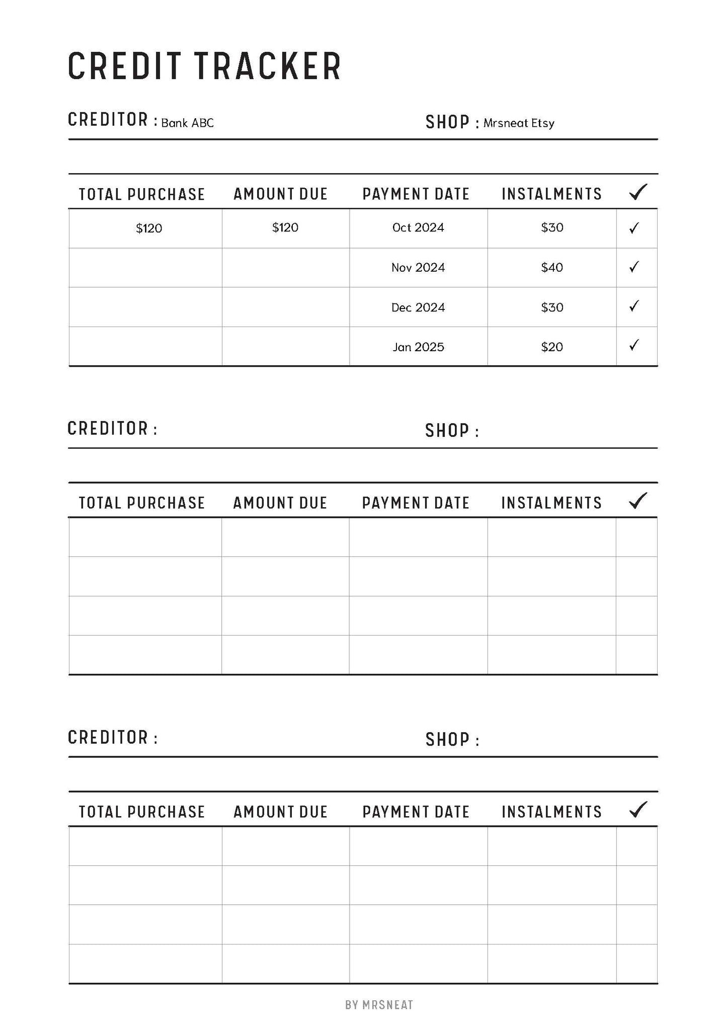 Fillable Debt Payment Tracker Printable, Debt Payoff Tracker, Debt Snowball Tracker, PDF, A4, A5, Letter, Half Letter