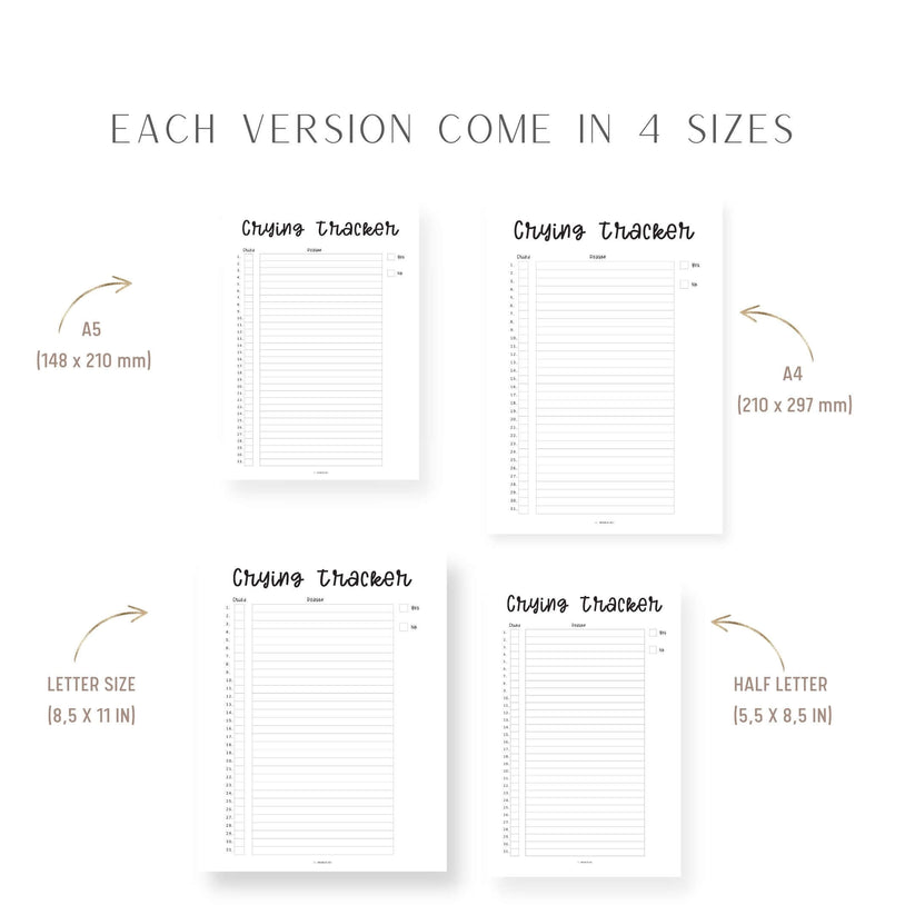 Monthly Crying Tracker Template - M415 – mrsneat