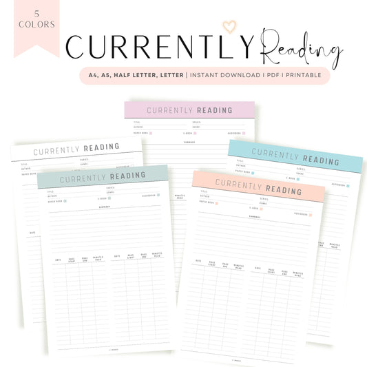 Colorful Currently Reading Template Printable