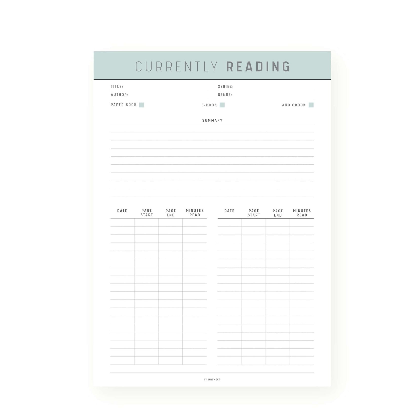 Currently Reading Template Printable Mrsneat