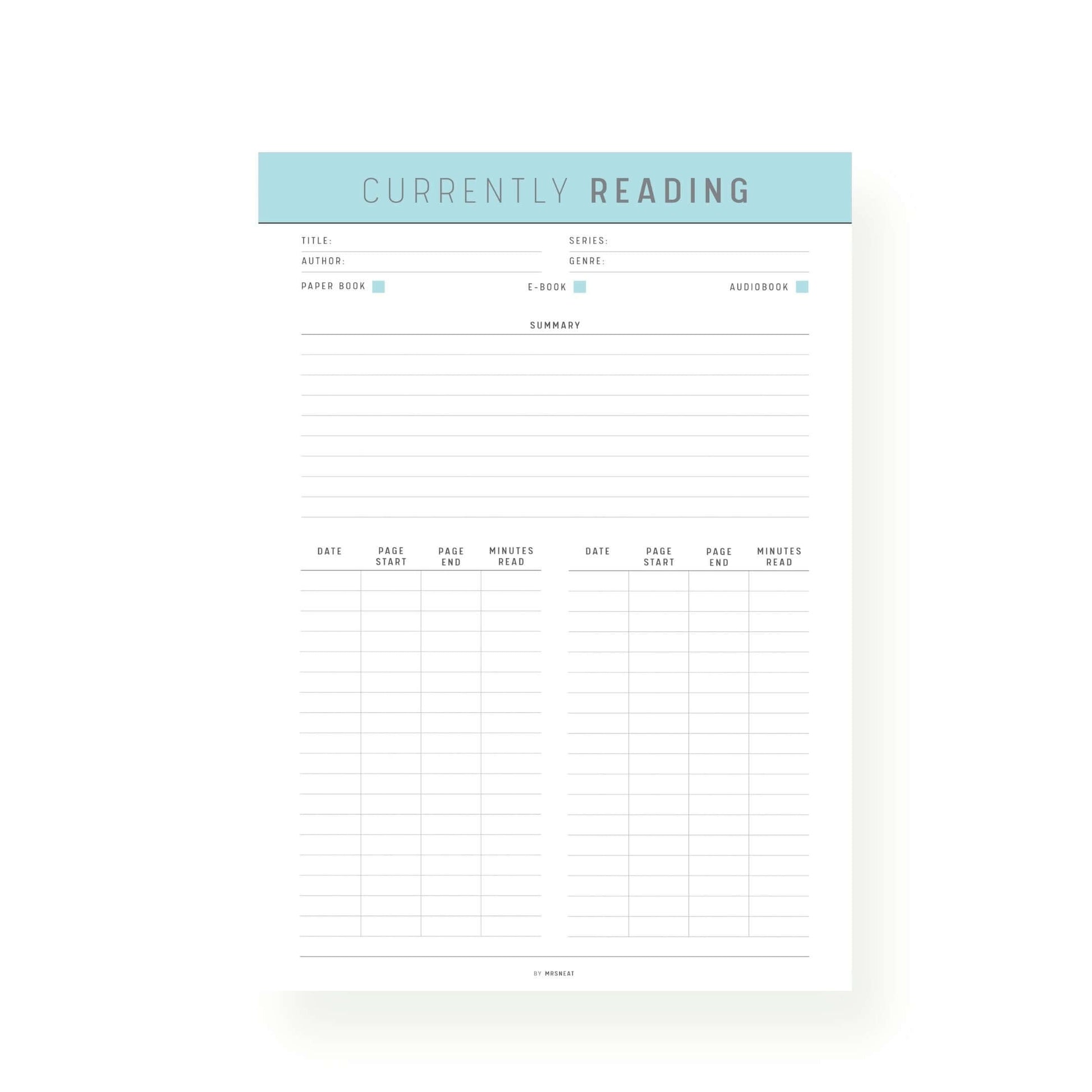 Blue Currently Reading Template Printable