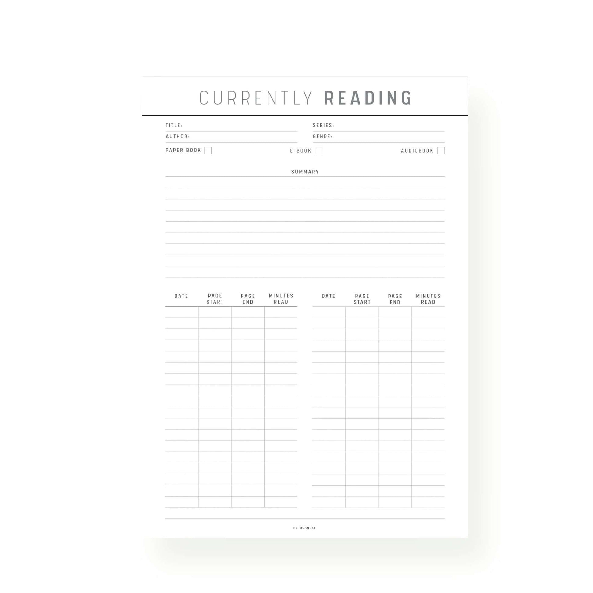 Currently Reading Template Printable