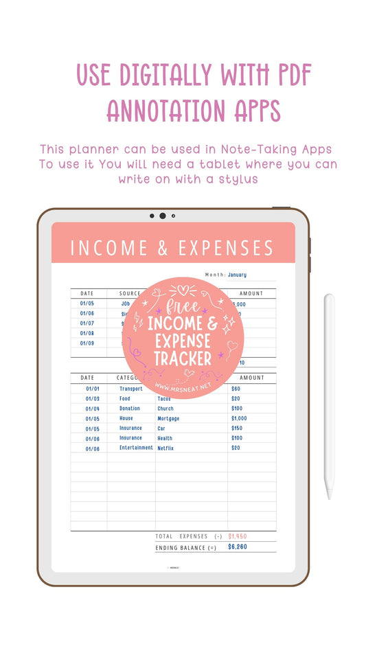 Free Beautiful Fresh Orange Digital Income and Expense for Budget Tracker
