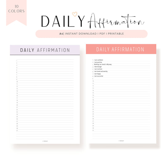 Daily Affirmation Journal Printable
