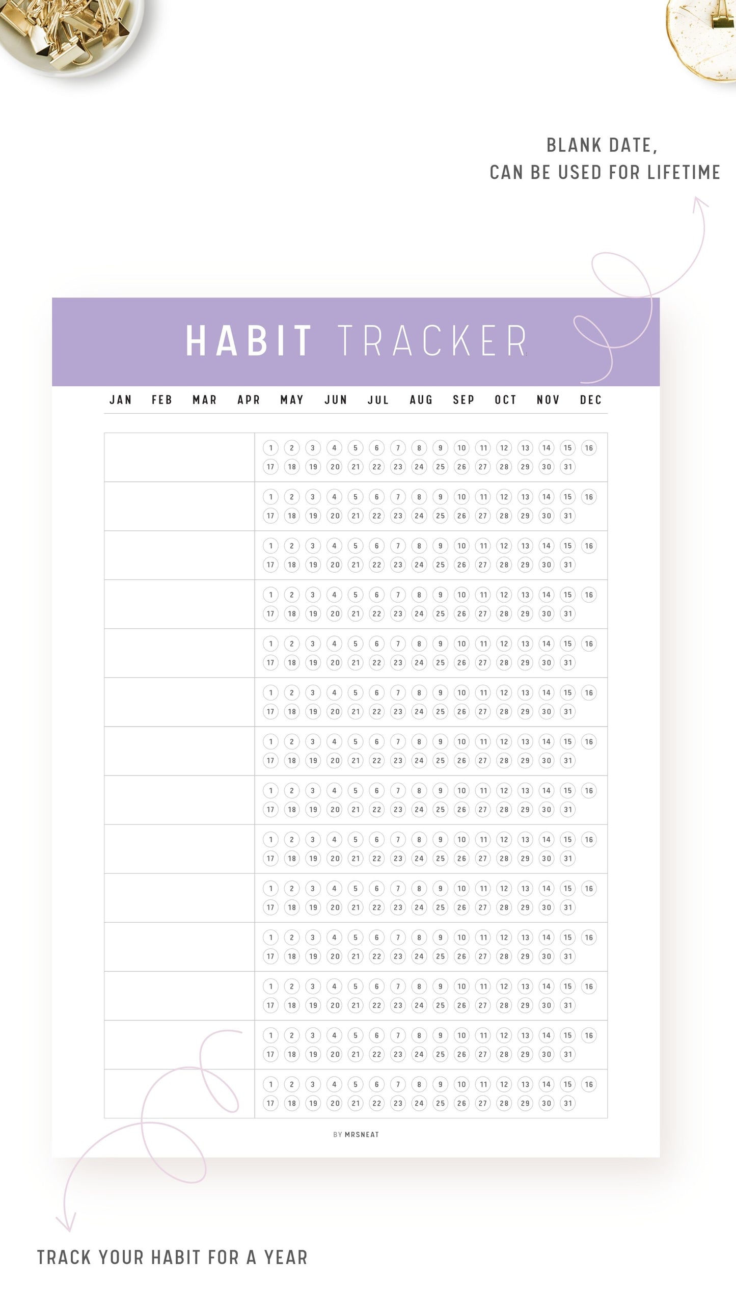 Printable Daily Habit Tracker Template