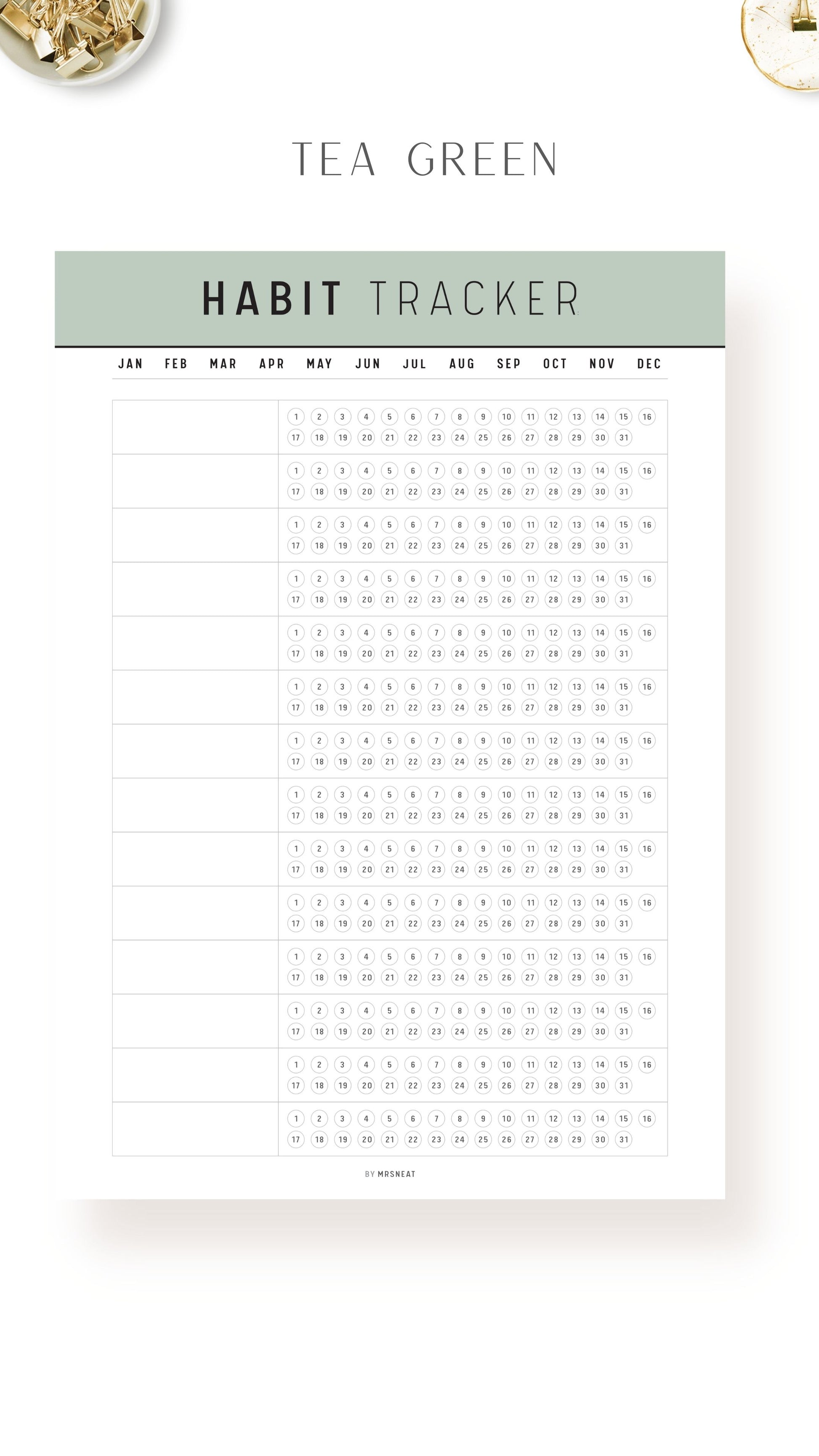 Printable Daily Habit Tracker Template