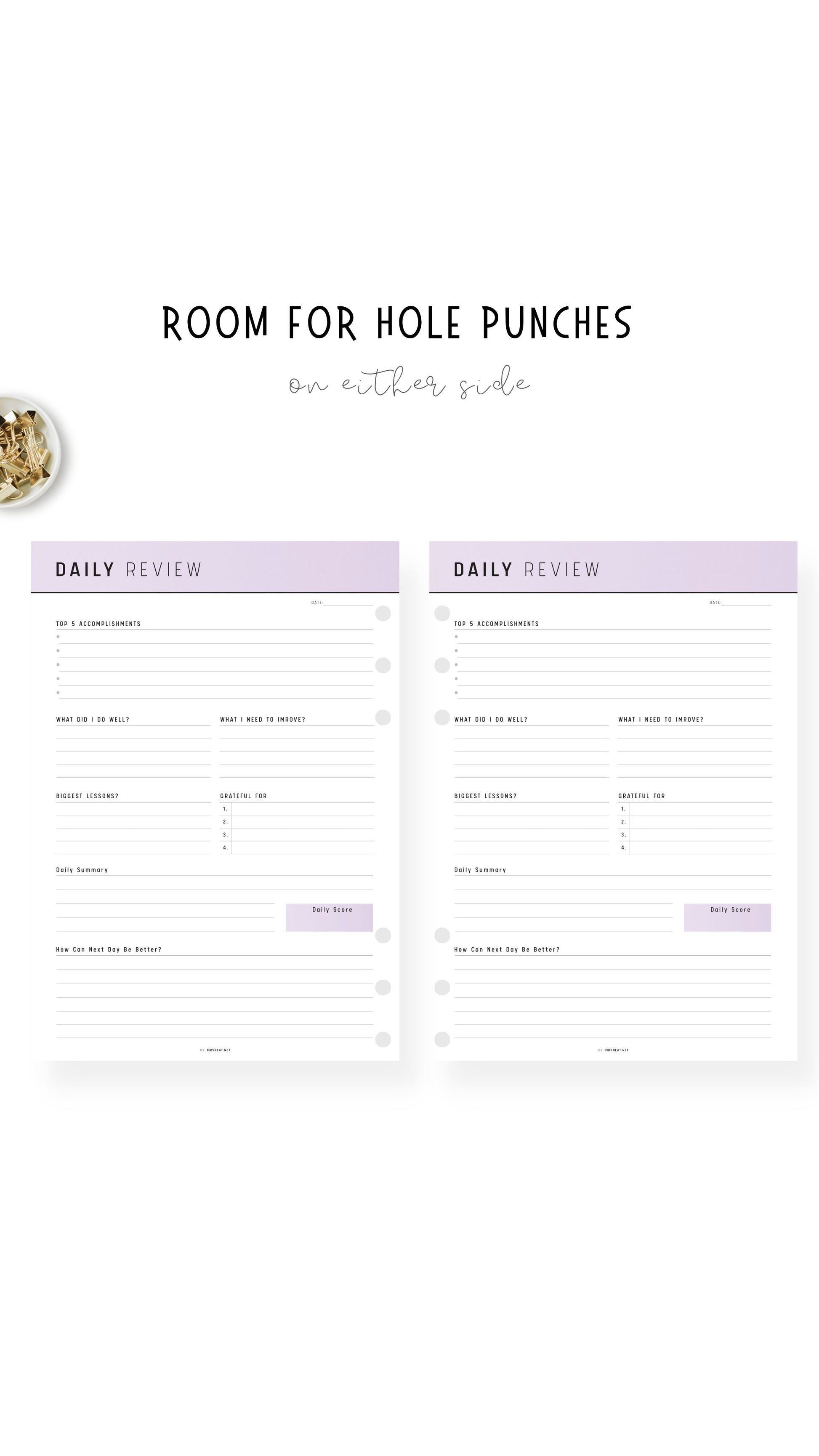 Daily Review Planner Template Printable