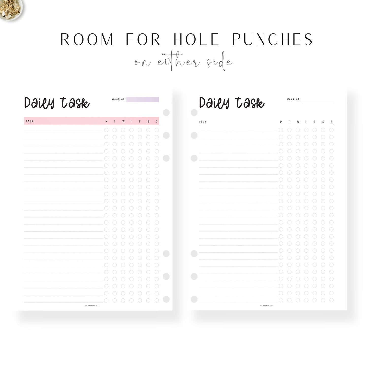Daily Task List Template Printable, To Do List Planner, 2 color options