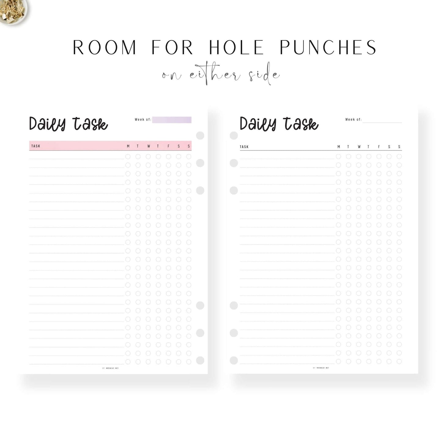 Daily Task List Template Printable, To Do List Planner, 2 color options