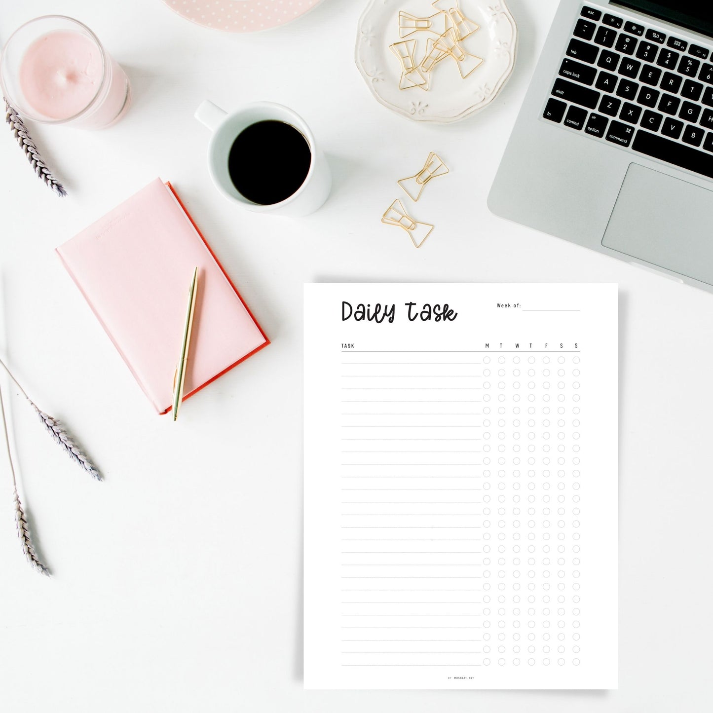 Daily Task List Template Printable, To Do List Planner, 2 color options