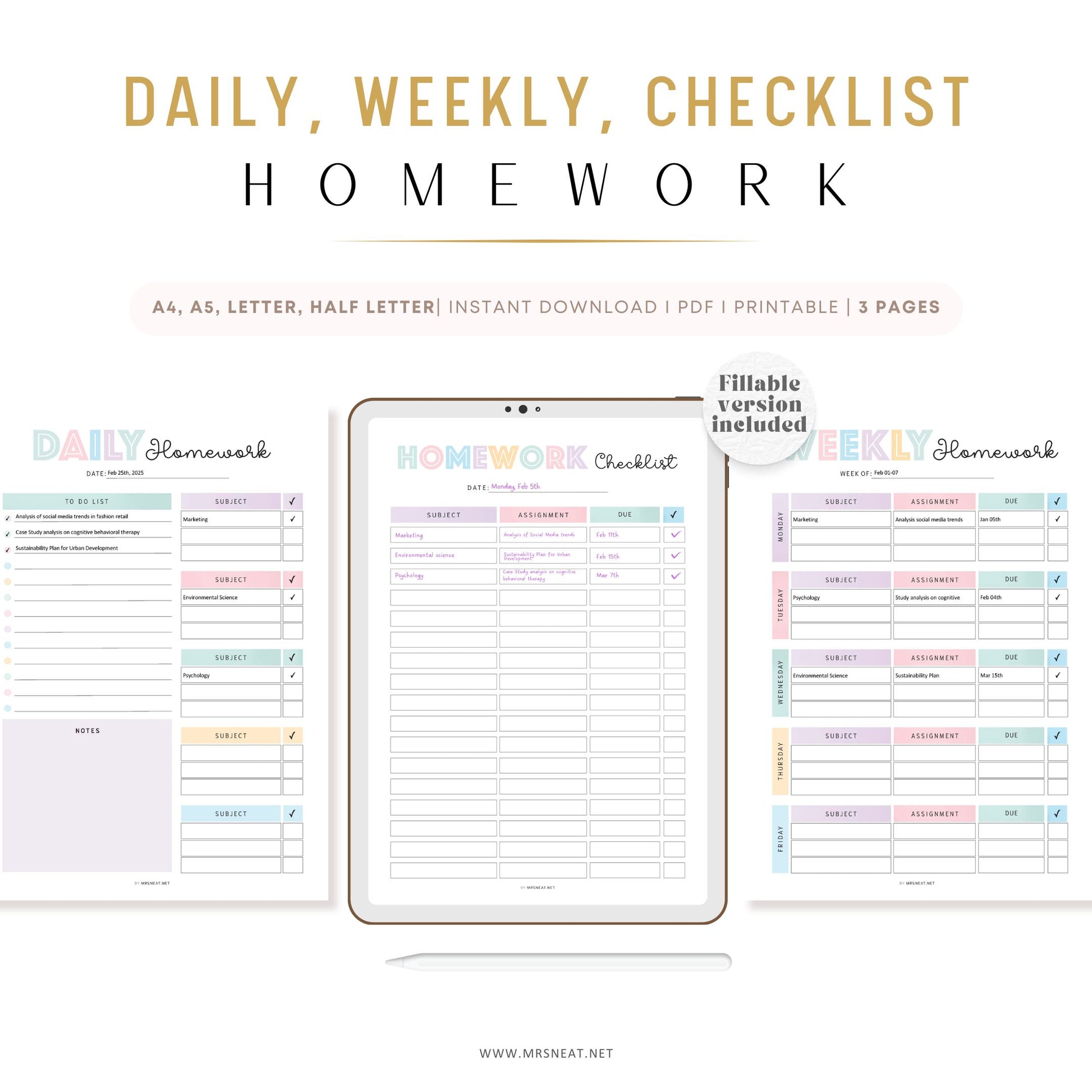 Editable Homework Tracker Bundle Printable - M536 – mrsneat editable-homework-tracker-bundle-printable-m536-mrsneat