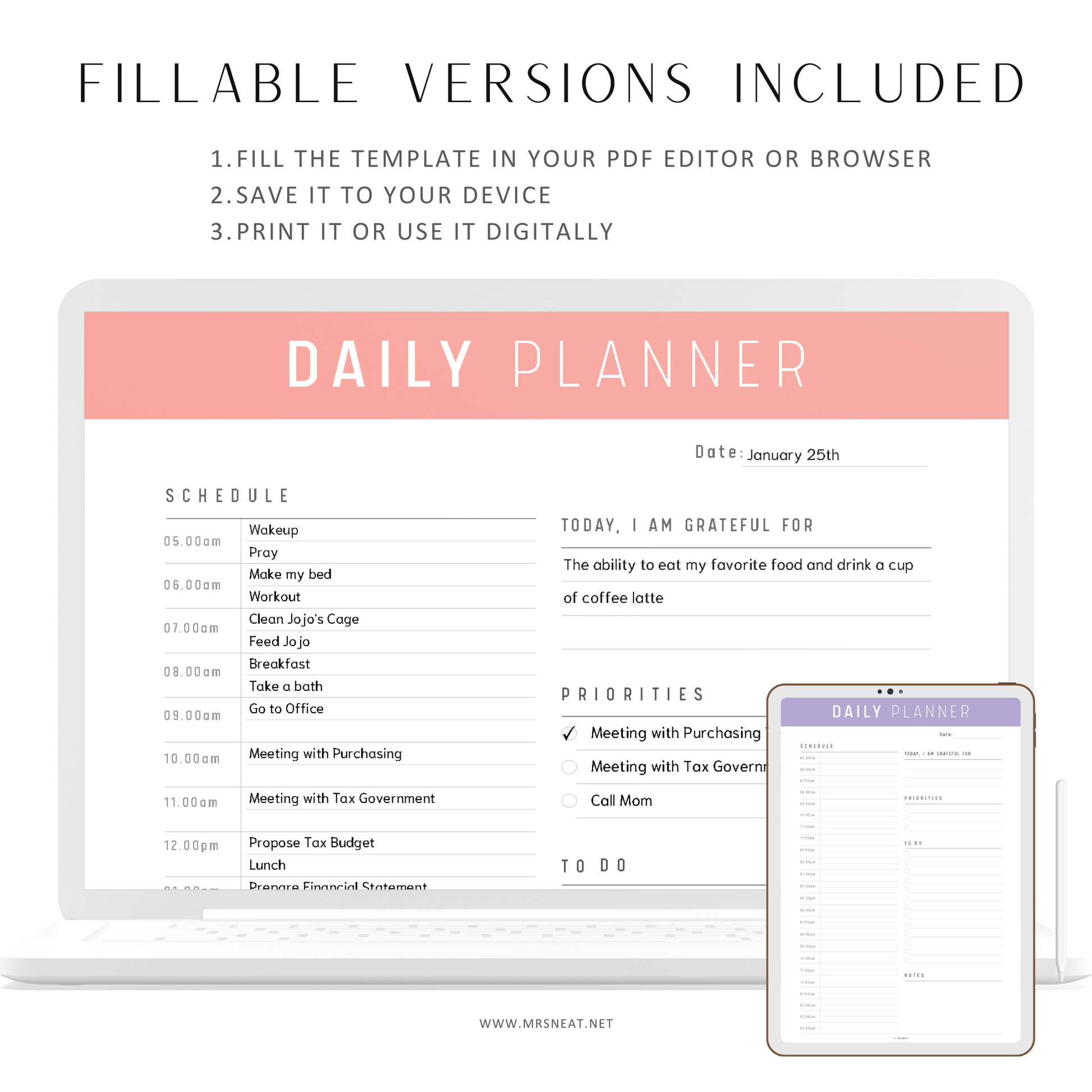 24 Hour Daily Schedule Template Printable