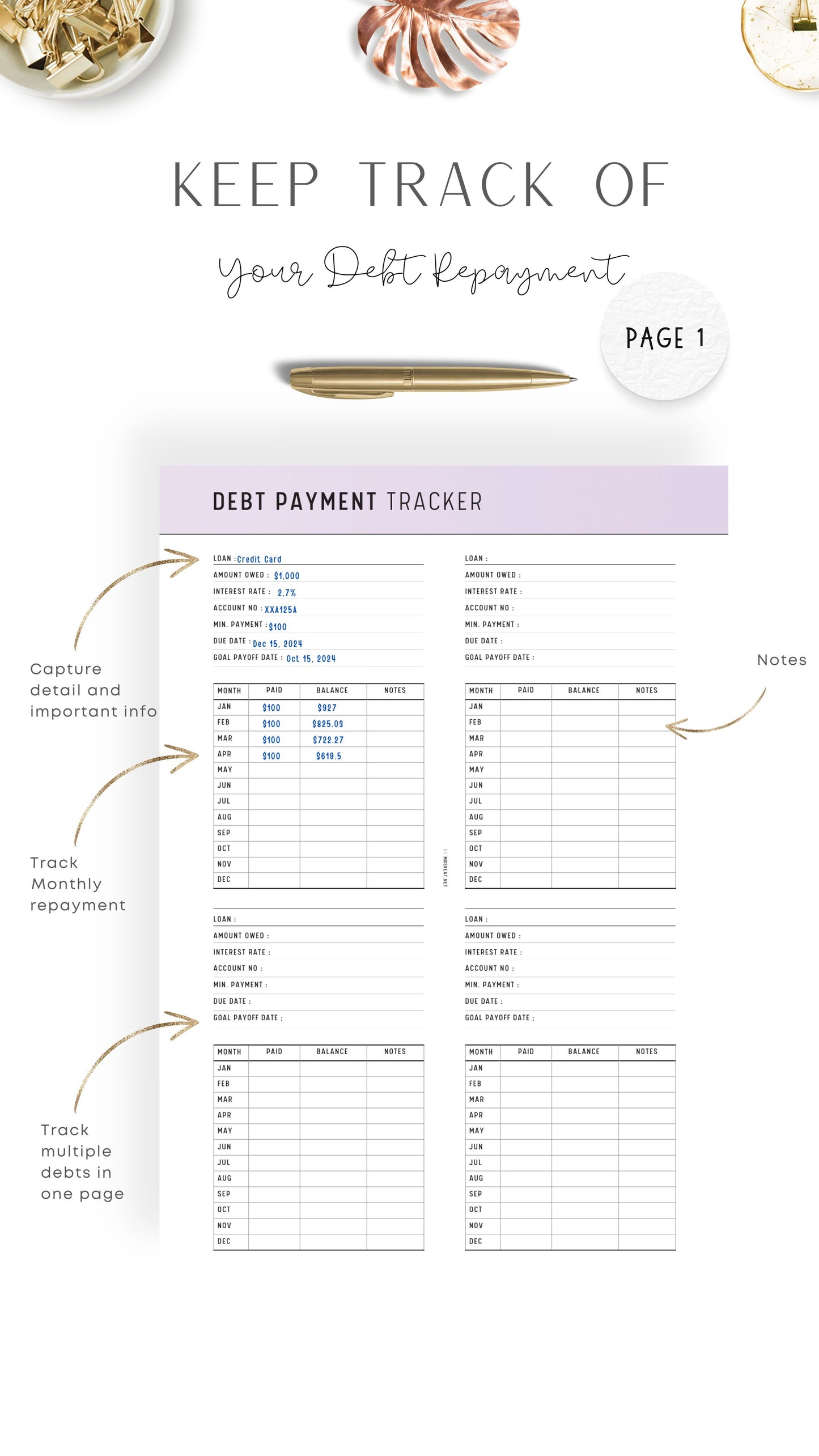 How to use Printable Debt Payment Tracker Template