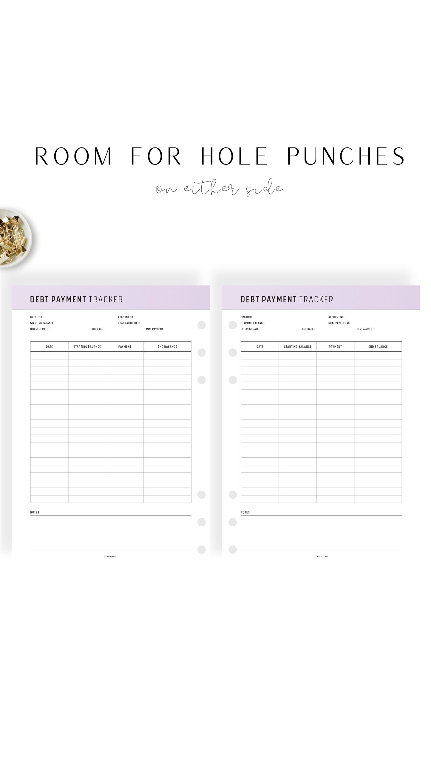 Beautiful Lilac Printable Debt Payment Tracker Template