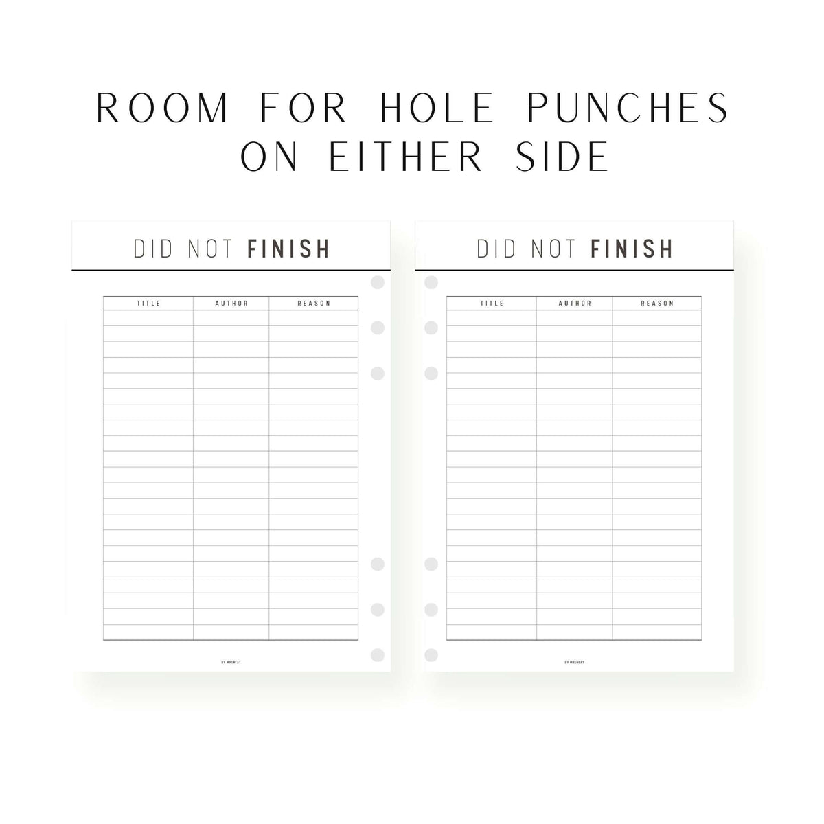 Did Not Finish Books Template Printable - M226 – mrsneat