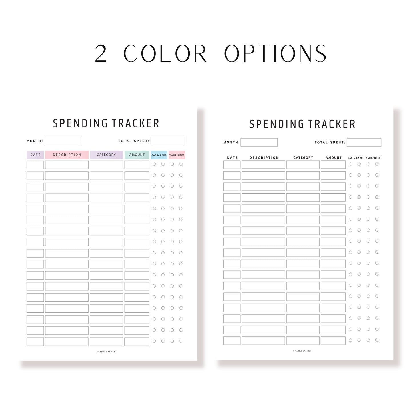 Editable Spending Tracker Printable PDF, A4, A5, Letter, Half Letter, Colorful, Minimalist, Fillable PDF, Digital Planner