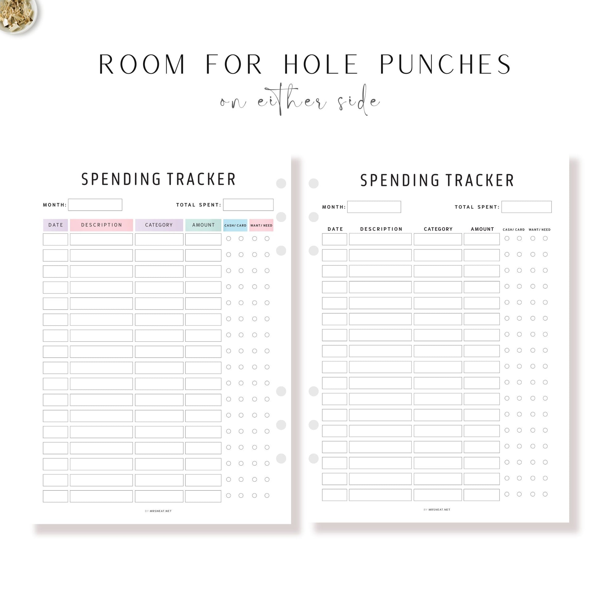 Editable Spending Tracker Printable PDF, A4, A5, Letter, Half Letter, Colorful, Minimalist, Fillable PDF, Digital Planner