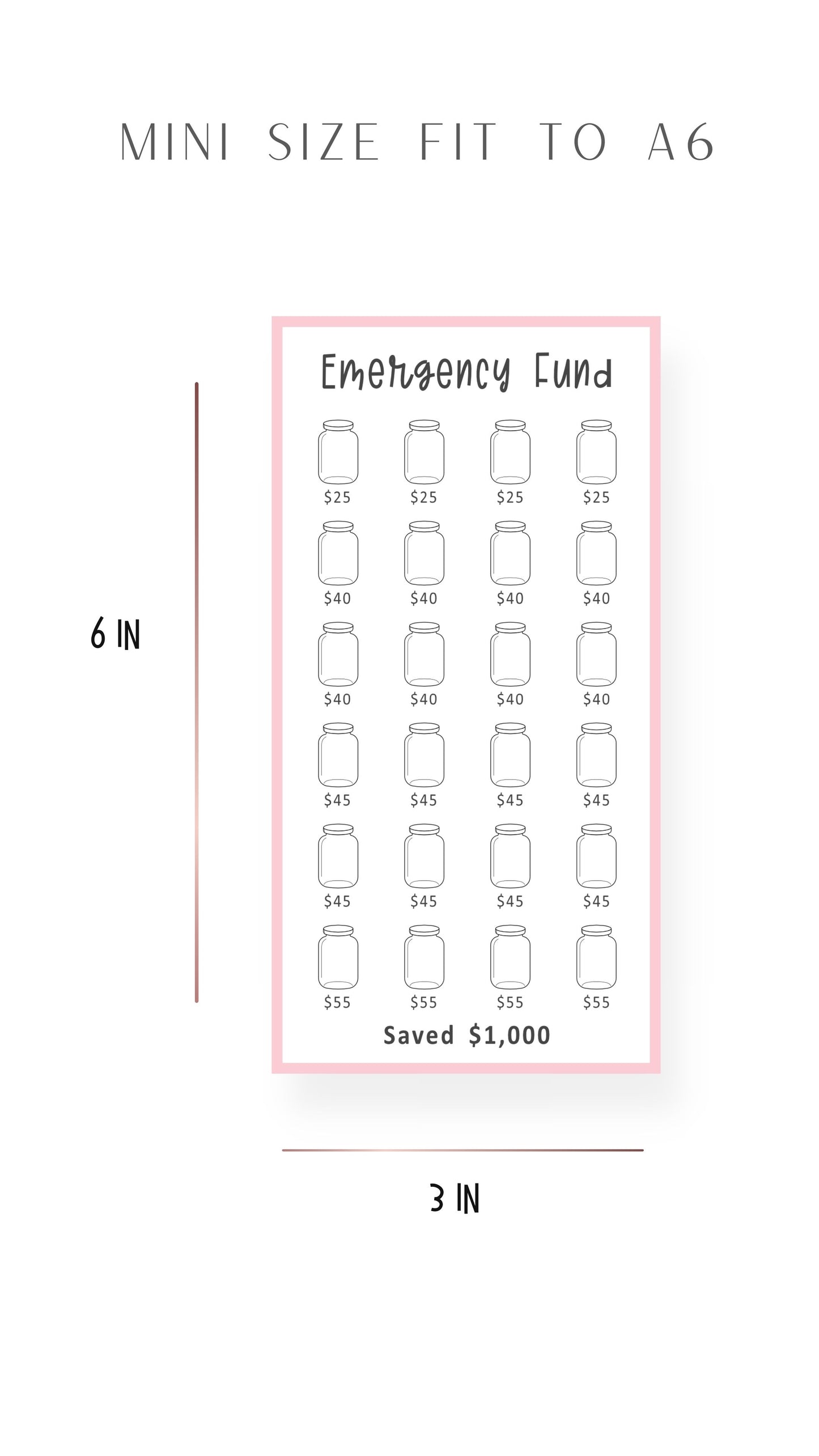 Colorful Emergency Fund A6 Mini Savings Challenge