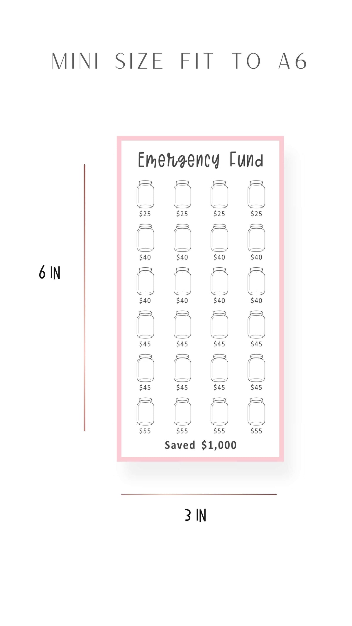 Emergency Fund A6 Mini Savings Challenge - M365 – mrsneat