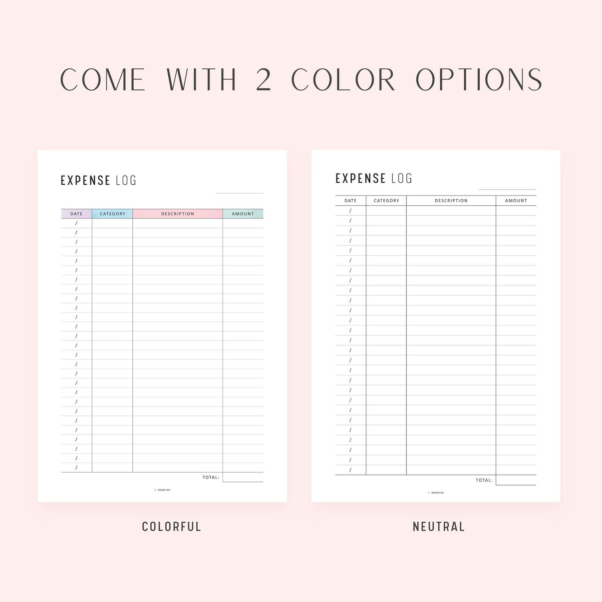 Expense Log Template - M458 – mrsneat