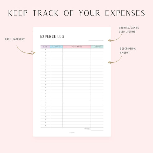 Expense Log Template - M458 – mrsneat