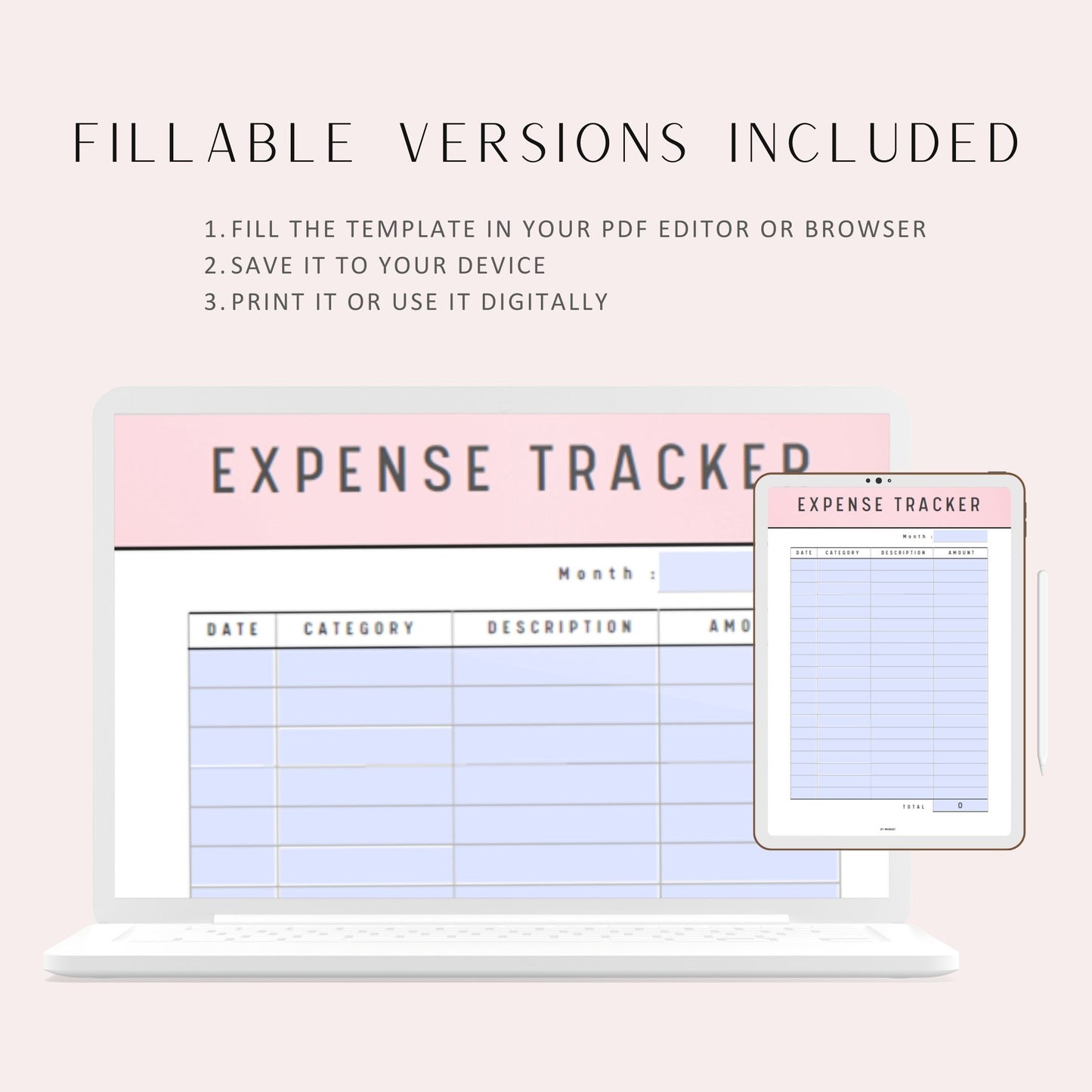 Expense Tracker Planner Printable, A4, A5, Letter, Half Letter, Printable Inserts, Digital Expense Tracker, Fillable PDF, 7 colors, Colorful Planner