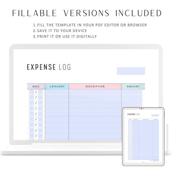 Expense Log Template - M458 – mrsneat