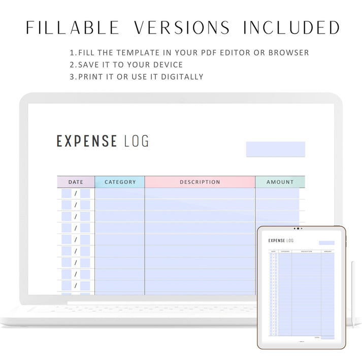 Expense Log Template - M458 – mrsneat