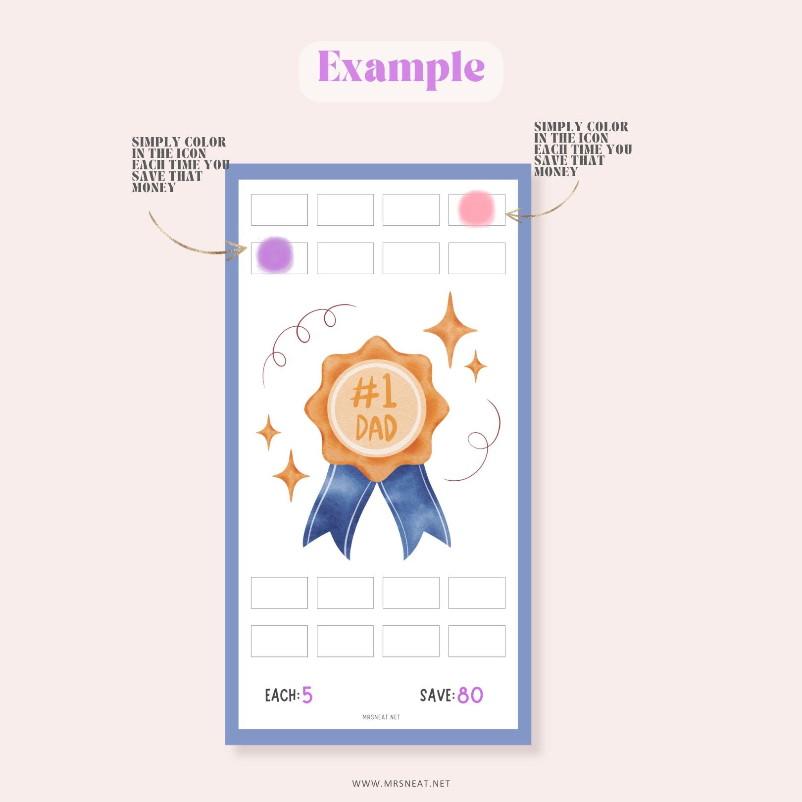 Father Day Fund Savings Challenge, A6, Printable, 4 Challenges, 4 Versions, Budget Tracker, Savings Tracker, Money Tracker, Gift for Daddy, Gift for Fathers Day, Colorful, Cute, Tiny Mini Savings Challenge
