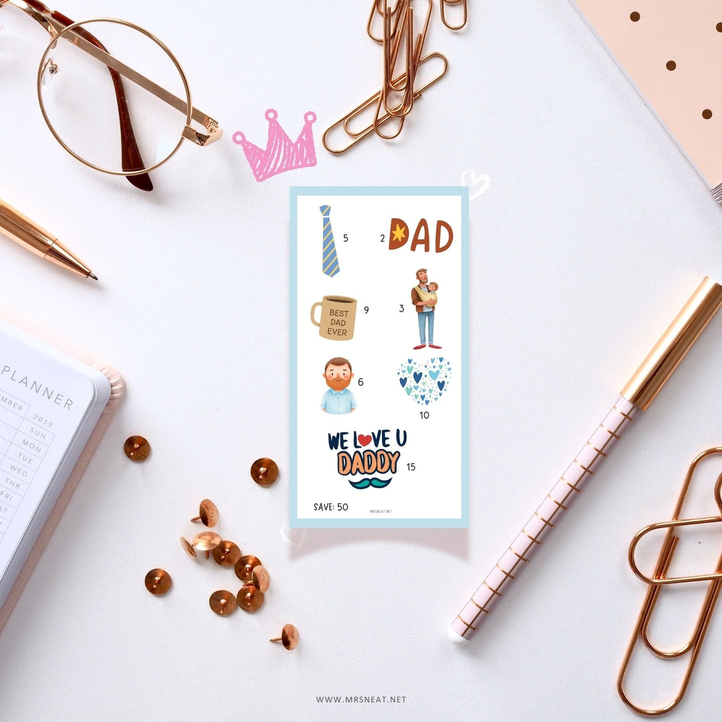 Father Day Fund Savings Challenge, A6, Printable, 4 Challenges, 4 Versions, Budget Tracker, Savings Tracker, Money Tracker, Gift for Daddy, Gift for Fathers Day, Colorful, Cute, Tiny Mini Savings Challenge